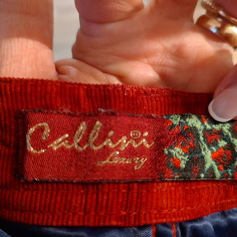 Callini Luxury Scarlet Corduroy Skinny Pants SZ 8